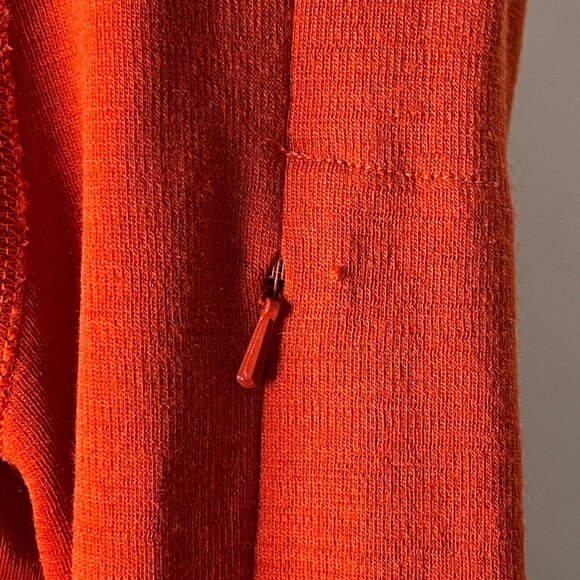 Ibex Women's Orange 100% Wool 1/4 Zip Pullover Mock Neck sweater Size Large - Picture 12 of 16